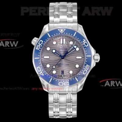 OM Factory Swiss Omega Seamaster Diver 300m 8800 Automatic Watch - Grey Dial Blue Ceramic Bezel